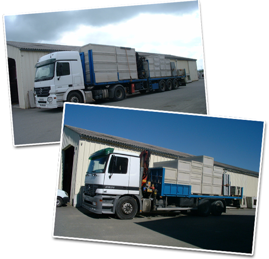 camions de livraison de materiaux sépulture caveaux