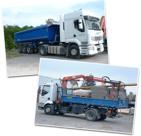 Camions livraison materiaux sepulture caveaux 14